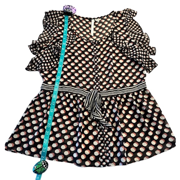 Lauren Conrad Rockabilly Top Peplum Pinup Silhouette Ruffle Polka Dot Medium - Picture 15 of 16